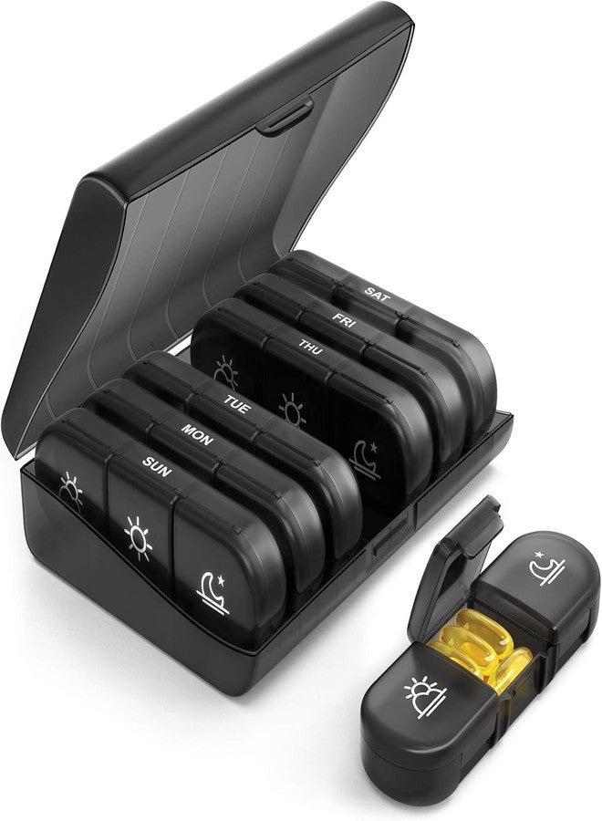 FENNEC MART Weekly Pill Box Organiser, 7 Day 3 Times A Day, Portable, Large Compartments - Image 1